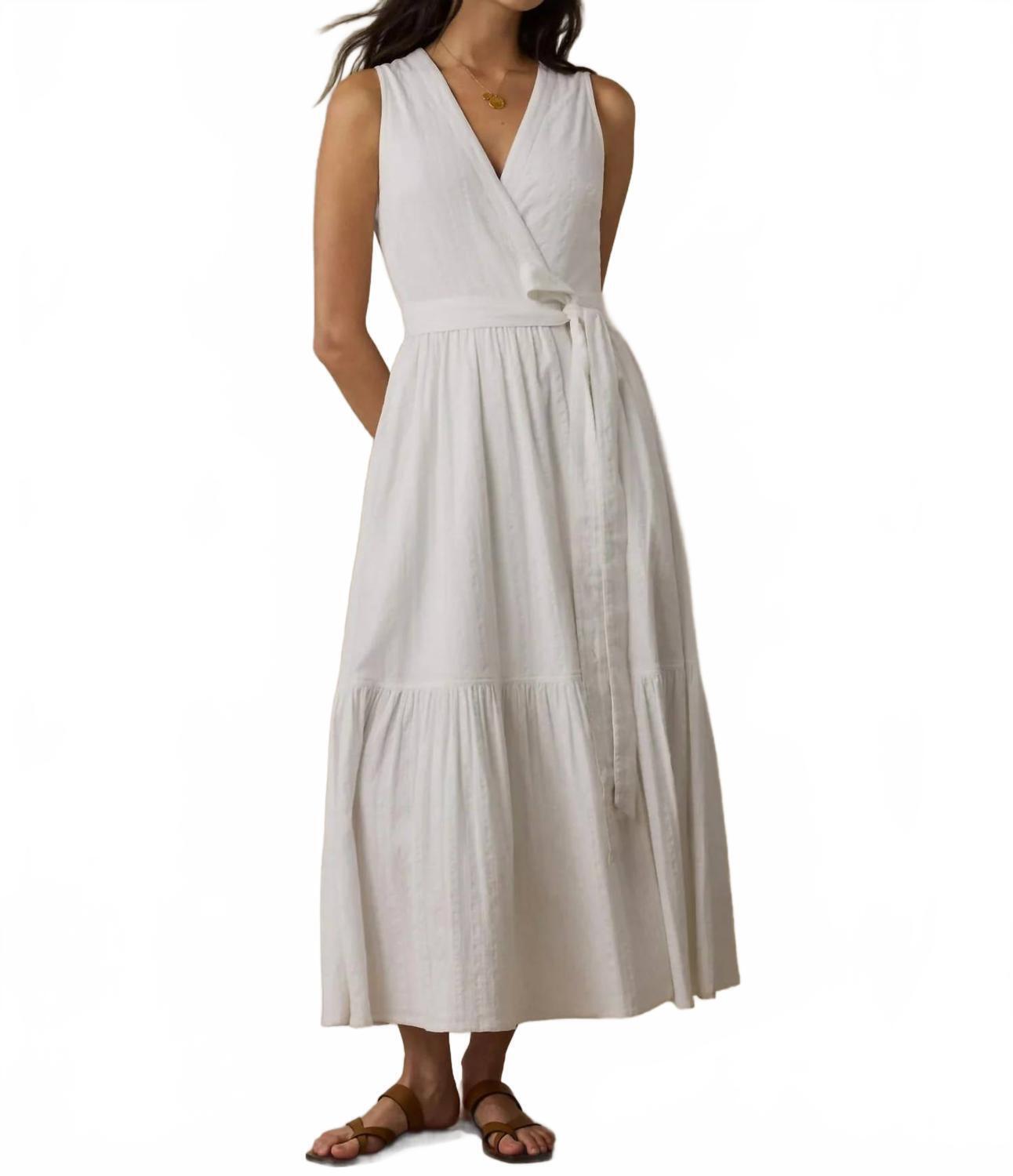 New Faherty Dune Cotton Gauze Wrap Dress In White